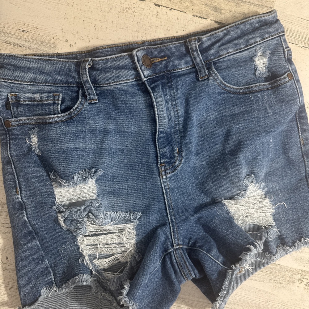 Judy Blue Distressed Blue Jean Shorts